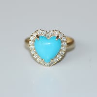 Image 1 of Sparkling Turquoise Heart Ring