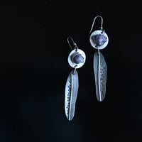 Image 1 of Raw Ruby Silver Leaf Earrings