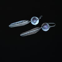 Image 2 of Raw Ruby Silver Leaf Earrings