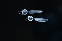 Image 3 of Raw Ruby Silver Leaf Earrings