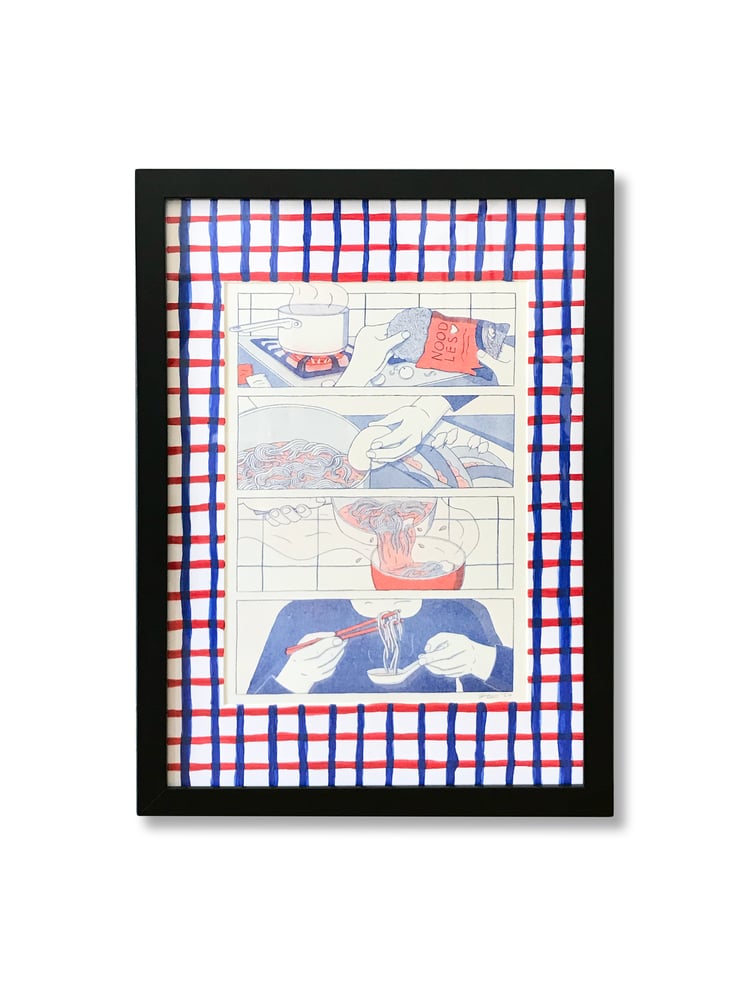 Image of SIGNED & FRAMED 'Instant Gratification' Risograph Print with Hand Painted Matboard