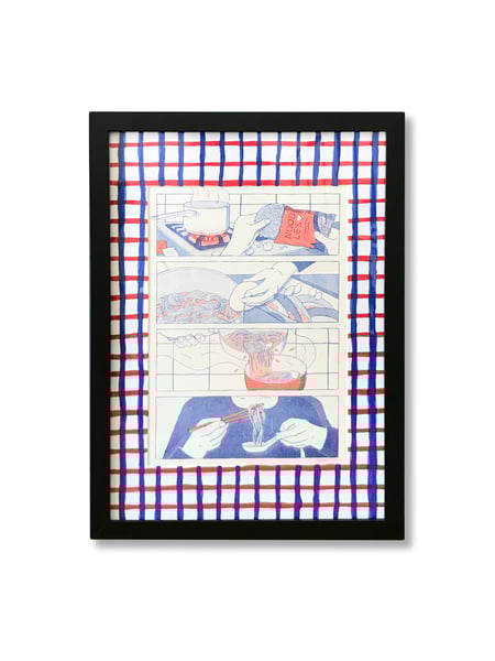 Image of SIGNED & FRAMED 'Instant Gratification' Risograph Print with Hand Painted Matboard