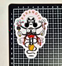 Image 2 of Paranoid Streetwear Clothing Brand Mickey Mouse Crucified Matte Vinyl Sticker