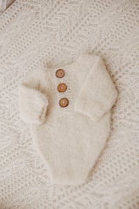 Image 3 of Alpaca knit newborn romper toast