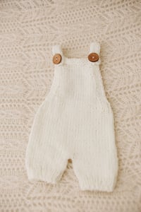 Image 1 of Chunky knitted dungarees cream 