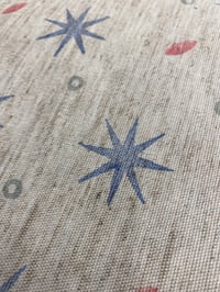 Image 4 of Hand Stamped folk book-cloth // Linen mix paper backed book-cloth No.1