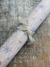 Image 2 of Hand Stamped folk book-cloth // Linen mix paper backed book-cloth No.1