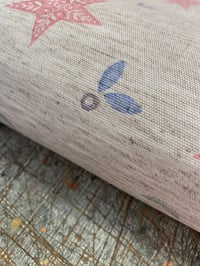 Image 3 of Hand Stamped folk book-cloth // Linen mix paper backed book-cloth No.2