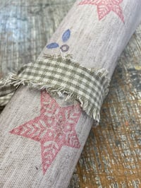 Image 5 of Hand Stamped folk book-cloth // Linen mix paper backed book-cloth No.2