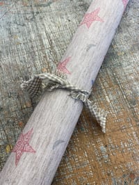 Image 7 of Hand Stamped folk book-cloth // Linen mix paper backed book-cloth No.2