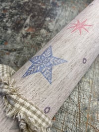 Image 5 of Hand Stamped folk book-cloth // Linen mix paper backed book-cloth No.3
