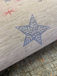 Image 6 of Hand Stamped folk book-cloth // Linen mix paper backed book-cloth No.3