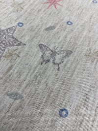 Image 3 of Hand Stamped folk book-cloth // Linen mix paper backed book-cloth No.4 (slight second)