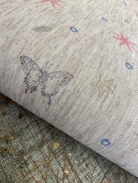Image 4 of Hand Stamped folk book-cloth // Linen mix paper backed book-cloth No.4 (slight second)