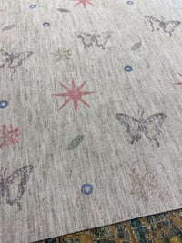Image 1 of Hand Stamped folk book-cloth // Linen mix paper backed book-cloth No.4 (slight second)