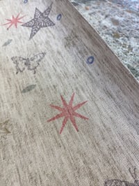 Image 5 of Hand Stamped folk book-cloth // Linen mix paper backed book-cloth No.4 (slight second)