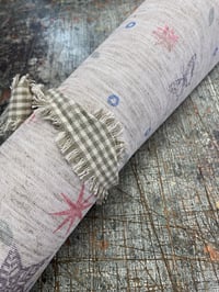 Image 6 of Hand Stamped folk book-cloth // Linen mix paper backed book-cloth No.4 (slight second)