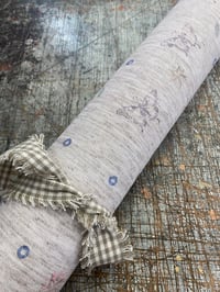 Image 7 of Hand Stamped folk book-cloth // Linen mix paper backed book-cloth No.4 (slight second)