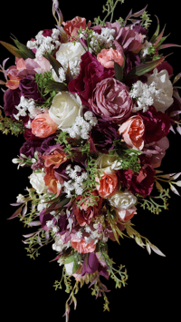 Artificial Floral Cascade Bridal Bouquet - "Nia"