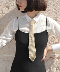 1980s Handmade faux pearl tie