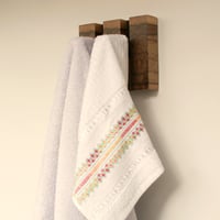 Image 2 of Wood end grain coat rack, 2 pegs.