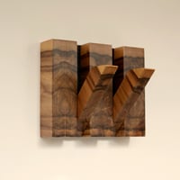 Image 1 of Wood end grain coat rack, 2 pegs.