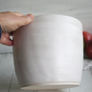 Image of Extra Large Utensil Holder, Matte White Kitchen Crock Organizer, Made in USA