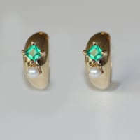Image 1 of Victorian emerald mini hoop earring