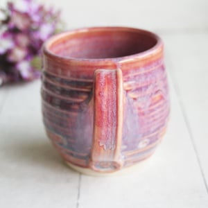Image of Pink and Purple Glazed Pottery Mug, 13 Ounce, Handcrafted Stoneware Cup, Made in USA