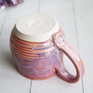Image of Pink and Purple Glazed Pottery Mug, 13 Ounce, Handcrafted Stoneware Cup, Made in USA