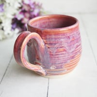 Image 6 of Pink and Purple Glazed Pottery Mug, 13 Ounce, Handcrafted Stoneware Cup, Made in USA