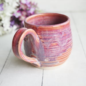 Image of Pink and Purple Glazed Pottery Mug, 13 Ounce, Handcrafted Stoneware Cup, Made in USA