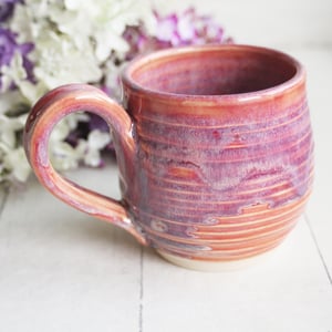 Image of Pink and Purple Glazed Pottery Mug, 13 Ounce, Handcrafted Stoneware Cup, Made in USA