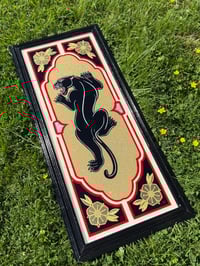 Image 1 of Old School Panther Painting | Climbing Panther Flash Gold Leaf Gilded