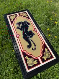 Image 2 of Old School Panther Painting | Climbing Panther Flash Gold Leaf Gilded