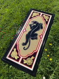 Image 3 of Old School Panther Painting | Climbing Panther Flash Gold Leaf Gilded