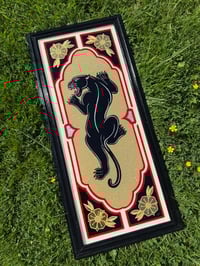 Image 4 of Old School Panther Painting | Climbing Panther Flash Gold Leaf Gilded