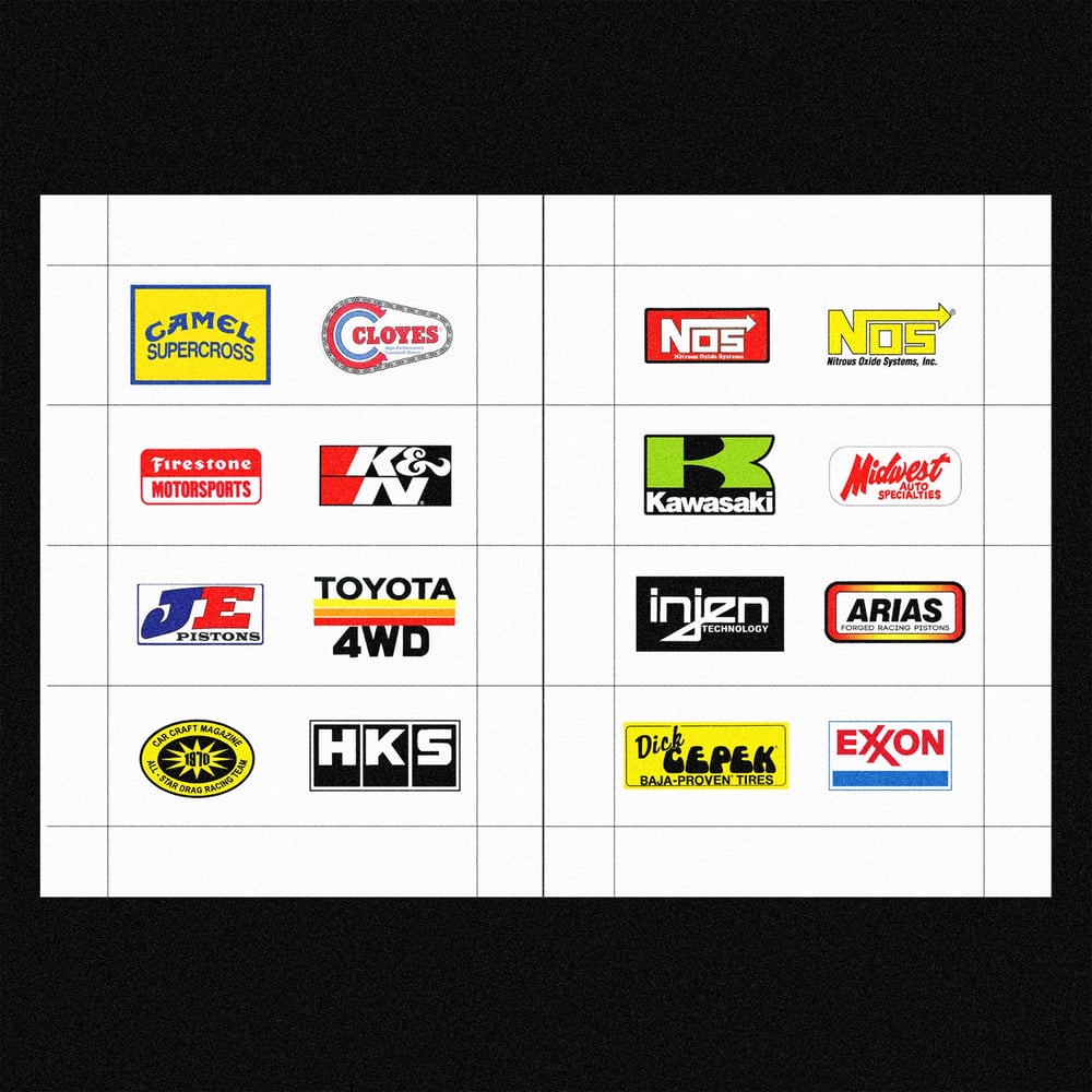 Image of [MASALA NOIR®] RACING LOGOS & STICKERS (1980–1990)