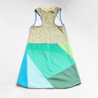 Image 5 of colorblock hello kitty rainbow 7/8 patchwork courtneycourtney sleeveless racerback tank dress sanrio