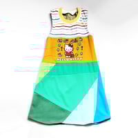 Image 4 of colorblock hello kitty rainbow 7/8 patchwork courtneycourtney sleeveless racerback tank dress sanrio