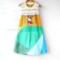 Image 1 of colorblock hello kitty rainbow 7/8 patchwork courtneycourtney sleeveless racerback tank dress sanrio