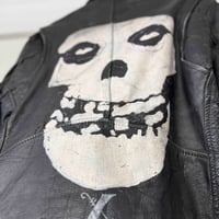 Image 3 of Hand Painted Misfits Leather Jacket 80s M