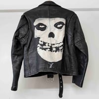 Image 1 of Hand Painted Misfits Leather Jacket 80s M