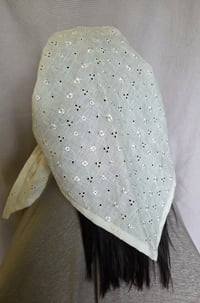 Image 3 of Large Linen Bandana in Ivory Eyelet 