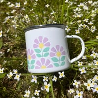 Image 2 of Mint Floral Enamel Mug