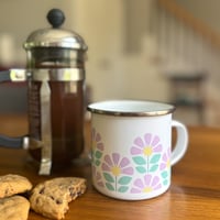 Image 3 of Mint Floral Enamel Mug