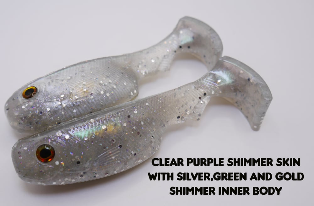 Image of 3.5" Epic Pud Swimbait (Split Belly) (2 Pack) Clear Skin Silver body