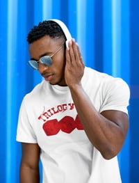 Image 1 of Trilogy456wear White Tee – Red Dice Stack