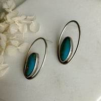 Image 3 of Kingman turquoise stud hoops
