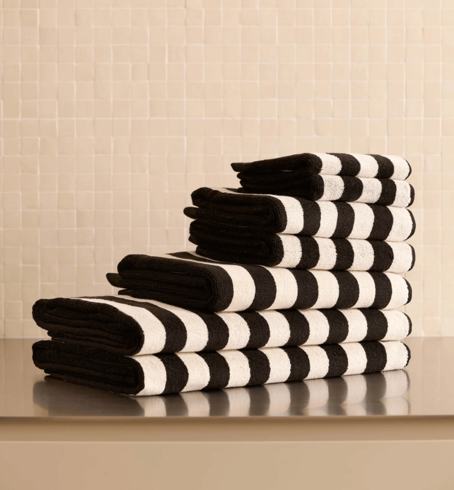 Image of Black Striped Towel Collection 